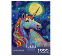 Puzzle Da 1000 Pezzi Vibrant Unicorn Moonlight Puzzle Per Adulti Giochi Rilassanti Sfida Difficile Divertimento A Casa Attività, 38x26cm/1000pcs