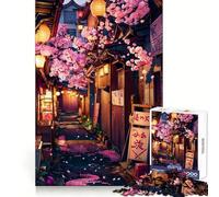 Puzzle da 1000 pezzi "Vicolo in fiore di ciliegio" per adolescenti, ideale per stimolare la creatività, il relax e creare un'atmosfera magica Perfetto per le feste (38x52cm)