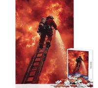 Puzzle da 1000 pezzi Vigile del fuoco che combatte contro un incendio decorazione per la casa giocattoli ottimo regalo giochi educativi con poster abbinato e foglio di quiz dimensioni 50x75cm