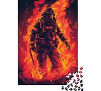 Puzzle da 1000 pezzi Vigile del fuoco_Fiamma per adulti Puzzle in legno Giocattoli educativi 1000 pezzi (75x50 cm)