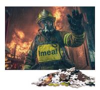 Puzzle da 1000 pezzi Vigile del fuoco in azione Puzzle quadrato per adulti e bambini, gioco di puzzle in legno 1000 pezzi (75x50 cm)