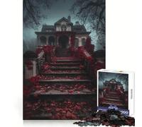 Puzzle da 1000 pezzi "Villa invasa dalla vegetazione con viti rosse" per adulti, gioco intelligente da assemblare insieme, divertente idea regalo stagionale (38x52cm)