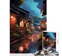 Puzzle da 1000 pezzi Village Rain Street giocattolo da parete regalo per compleanni gioco educativo allena il cervello e le mani dimensioni 50x75cm