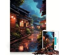 Puzzle da 1000 pezzi "Village Rain Street" - Gioco di concentrazione - Artigianato di taglio professionale - Hobby affascinante per i momenti di svago (50x75cm)