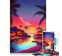 Puzzle da 1000 pezzi "Villaggio al tramonto" per adolescenti, gioco di logica e abilità, antistress, taglio preciso, regalo perfetto 38x26cm