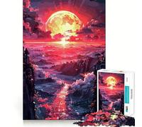 Puzzle da 1000 pezzi "Villaggio al tramonto" per adolescenti, gioco intelligente e rilassante, con schema di assemblaggio e lista dei desideri di Babbo Natale 50x75cm
