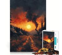Puzzle da 1000 pezzi "Villaggio al tramonto" per adulti, gioco rilassante e stimolante per la mente, taglio di alta qualità, regalo di compleanno 50x75cm