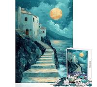 Puzzle da 1000 pezzi "Villaggio costiero al chiaro di luna" giocattoli antistress ottimo regalo per giochi educativi collezione di artisti belle arti dimensioni 50x75cm