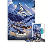 Puzzle da 1000 pezzi Villaggio di montagna di Zermatt,Svizzera,gioco divertente per la mente,design a incastro perfetto, riunioni di famiglia (38x26cm)