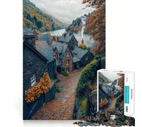 Puzzle da 1000 pezzi "Villaggio di pietra in autunno" per adulti e ragazzi, ideale per migliorare la memoria, per un relax leggero e piacevole, con tagli nitidi e incantevoli 50x75cm