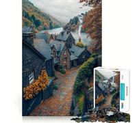 Puzzle da 1000 pezzi "Villaggio di pietra in autunno" per ragazzi, gioco di logica e rilassante, con bordi di alta qualità, da collezione 38x26cm