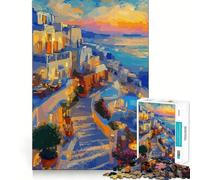 Puzzle da 1000 pezzi "Villaggio di Santorini al tramonto" per ragazzi, gioco di logica, rilassante, di alta qualità, regalo di Natale (38x26cm)