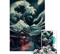 Puzzle da 1000 pezzi "Villaggio giapponese sotto le onde" - Divertimento a casa decorazione murale gioco pratico per ragazzi dai 14 anni in su (38x26cm)