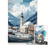 Puzzle da 1000 pezzi "Villaggio invernale di St Anton, Austria" per ragazzi, ideale per migliorare la memoria e alleviare lo stress, con taglio di alta qualità e un regalo prezioso 50x75cm