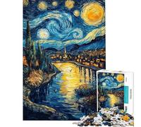 Puzzle da 1000 pezzi Villaggio nella notte stellata gioco rilassante da assemblare compleanno e Natale (dimensioni 38x52cm)