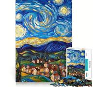 Puzzle da 1000 pezzi "Villaggio nella notte stellata" per adulti, gioco intelligente per interni, taglio liscio, Babbo Natale, scegli il tuo desiderio 50x75cm