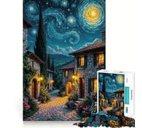 Puzzle da 1000 pezzi "Villaggio nella notte stellata" per ragazzi, gioco di logica e abilità, tranquillo, con taglio preciso, sorpresa di Natale 50x75cm