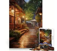 Puzzle da 1000 pezzi "Villaggio sotto la pioggia" per ragazzi, ideale per il relax e il divertimento, con taglio uniforme e come regalo di Natale (38x52cm)
