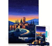 Puzzle da 1000 pezzi "Villaggio toscano di notte", incastro perfetto, arte che stimola la mente, gioco per il relax, decorazione natalizia da parete (38x26cm)