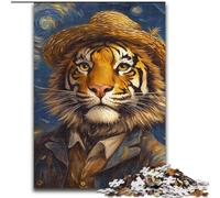 Puzzle da 1000 pezzi Vincent Van Gogh Tigre in legno, gioco interattivo per famiglie, adatto a partire dai 14 anni, 50x75cm, rompicapo, gioco per adulti, attività interattiva per famiglie