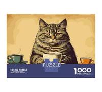 Puzzle Da 1000 Pezzi Vintage Cat Coffee Puzzle Per Adulti Giochi Per Famiglie Ma Divertenti E Umoristici Regali Unici Per Compleanno E Natale 70x50cm/1000pcs