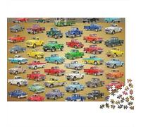 Puzzle da 1000 pezzi "Vintage Trucks Collection" con auto classiche colorate, griglia per adulti dai 12 anni in su. Gioco educativo, bella decorazione, ideale come regalo di compleanno. 52x38 cm.