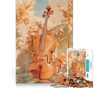 Puzzle da 1000 pezzi Violino in fiore per adulti,gioco di memoria divertente con componenti robusti e ben definiti, alleviare lo stress (50x75cm)