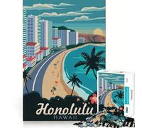 Puzzle da 1000 pezzi "Visita a Honolulu" con bordi sottili, gioco di abilità per la mente e relax, regalo di Natale (38x52cm)