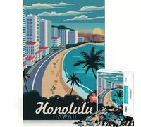 Puzzle da 1000 pezzi "Visita a Honolulu" con bordo decorativo, ideale per risolvere problemi, divertente e facile da usare, perfetto come regalo di Natale (38x26cm)