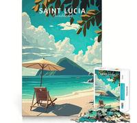 Puzzle da 1000 pezzi Visita a Saint Lucia Gioco con bordi perfetti Gioco cognitivo Gioco lento Divertente Esposizione artistica natalizia (38x26cm)