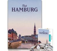 Puzzle da 1000 pezzi Visita Amburgo Puzzle da 1000 pezzi per adulti e adolescenti, per età 14+ Gioco impossibile Il miglior regalo per adulti e adolescenti 26x38cm