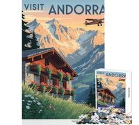 Puzzle da 1000 pezzi Visita Andorra Poster di viaggio Giocattolo educativo Regali per donne e uomini Giochi educativi Interessanti Riduzione dello stress Dimensioni 50x75cm