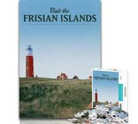 Puzzle da 1000 pezzi Visita le Isole Frisone Puzzle da 1000 pezzi per adolescenti, arte a carboncino Staycation Kill Time per la decorazione della casa 26x38cm