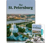 Puzzle da 1000 pezzi "Visita San Pietroburgo" per adulti e adolescenti, ammazza il tempo durante le vacanze a casa Ogni pezzo è unico Gioco divertente e stimolante per tutta la famiglia, 50x75cm