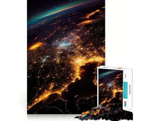 Puzzle da 1000 pezzi "Vista dallo spazio alla Terra" per adulti e ragazzi, gioco per la mente, rilassante, taglio preciso, regalo di Natale 38x26cm
