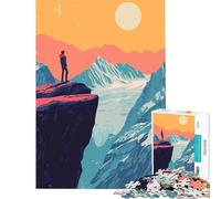 Puzzle da 1000 pezzi vista panoramica di una vetta montuosa glaciale illustrazione artistica minimalista ispiratrice sulla natura (per gioco educativo sfida giocattolo educativo per compleanni)