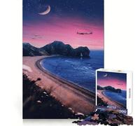 Puzzle da 1000 pezzi "Volo notturno sulla costa" per adulti, gioco di abilità mentale, facile da assemblare, regalo stagionale (38x26cm)