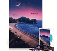 Puzzle da 1000 pezzi "Volo notturno sulla costa" per adulti, gioco di abilità mentale, facile da assemblare, regalo stagionale (38x26cm)