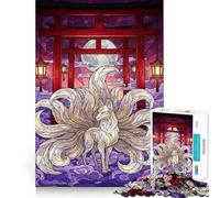 Puzzle da 1000 pezzi "Volpe a nove code al cancello Torii" per adulti, stimola la memoria, ideale per il relax, con taglio preciso, perfetto come regalo per le vacanze (38x26cm)