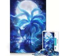 Puzzle da 1000 pezzi "Volpe a nove code al chiaro di luna" per ragazzi, gioco di logica e abilità, morbido, rilassante, taglio preciso, regalo prezioso (50x75cm)