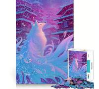 Puzzle da 1000 pezzi "Volpe a nove code in un villaggio innevato" per adulti, gioco intelligente da assemblare insieme, regalo stagionale (38x26cm)