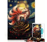 Puzzle da 1000 pezzi "Volpe a nove code in una notte stellata" per adulti, gioco intelligente per attività domestiche, taglio preciso, decorazione da parete (50x75cm)