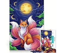 Puzzle da 1000 pezzi "Volpe a nove code sotto la luna" per ragazzi, stimola la memoria, favorisce la concentrazione, è un gioco rilassante e artistico (50x75cm)
