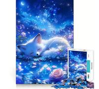 Puzzle da 1000 pezzi "Volpe addormentata in una foresta da sogno" per adulti, ideale come regalo, gioco di logica, svago rilassante, bordi netti, regalo delizioso 38x52cm