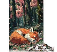 Puzzle da 1000 pezzi Volpe addormentata nella foresta di ciliegi in fiore Puzzle per adulti Puzzle educativo Gioco di puzzle Giocattoli educativi Regali Puzzle (75x50 cm)