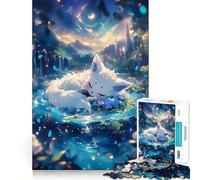 Puzzle da 1000 pezzi "Volpe addormentata nella foresta incantata" per adolescenti, gioco per l'esercizio mentale, relax e design, da assemblare, lista dei desideri di Babbo Natale 38x52cm