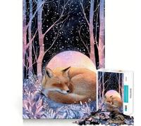 Puzzle da 1000 pezzi "Volpe addormentata nella foresta invernale" per ragazzi, gioco di logica solido, divertimento rilassante, taglio di precisione, oggetto da collezione per Babbo Natale 38x52cm