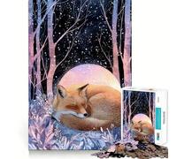 Puzzle da 1000 pezzi "Volpe addormentata nella foresta invernale" per ragazzi, gioco stimolante e divertente, ideale per Natale 50x75cm