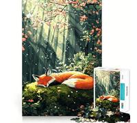 Puzzle da 1000 pezzi "Volpe addormentata nella foresta" per adulti, gioco di logica e antistress, taglio preciso, regalo perfetto 38x26cm