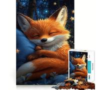 Puzzle da 1000 pezzi Volpe addormentata nella foresta per adulti, gioco di logica puro, divertimento rilassante, tagli netti, 50x75cm